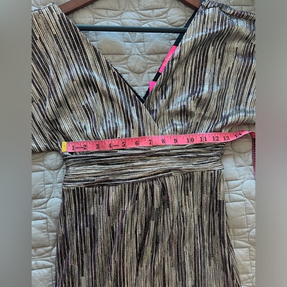 NWT Lilly Pulitzer  PARIGI MAXI DRESS IN GOLD METALLIC ROPE STRIPE BERRY CRINKLE - Picture 11 of 16